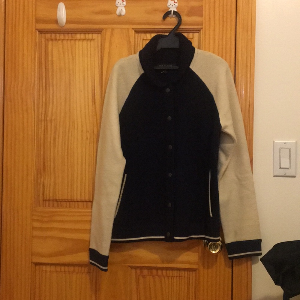 rag&bone wool jacket （ navy and white）